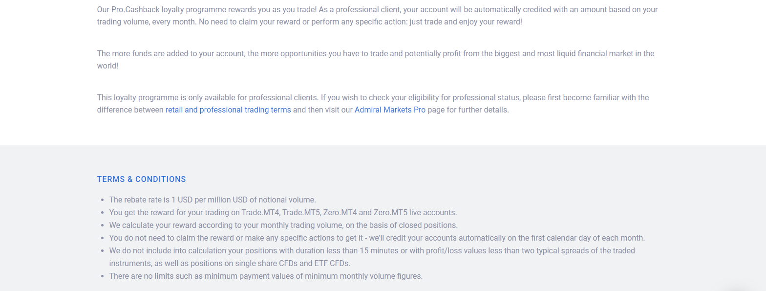 Admiral Markets Cash back program Admiral Markets Cash back program